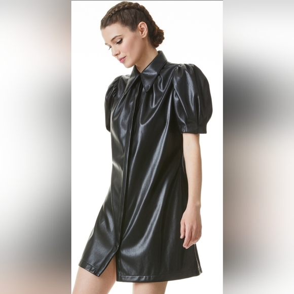 Alice + Olivia jem vegan leather mini shift dress XS - Picture 7 of 16